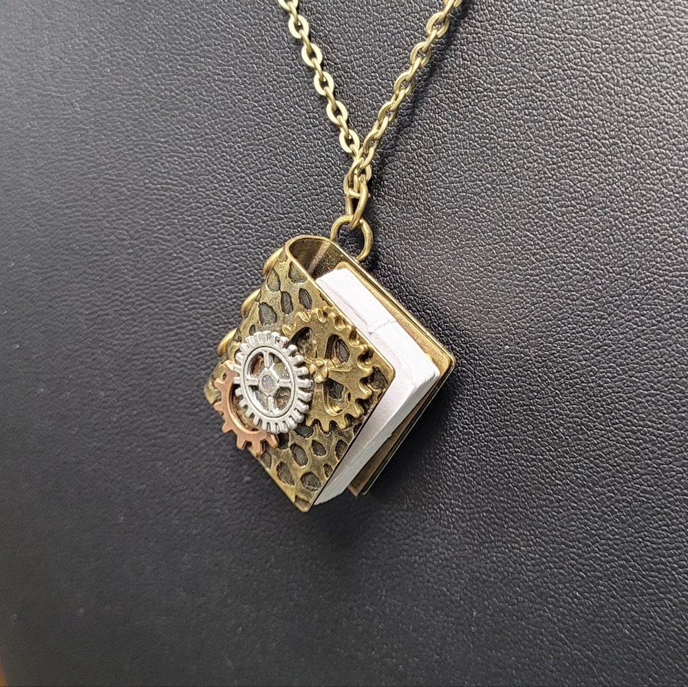 Hand Crafted Steampunk Bronze Locket Necklace with Intricate Design